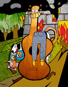Cartoon: Guitar Hero (small) by Munguia tagged guitar guitarra stringed instrument music musico musica hero saver life family fire