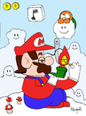 Cartoon: Marios Pipe (small) by Munguia tagged mario bros video games nintendo fire pipe smoke drugs tobaco tabaco heaven clouds fungus mushroom