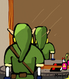 Cartoon: Not to be reproducede Link (small) by Munguia tagged not,to,be,reproduced,rene,magritte,mirror,link,back,zelda,nintendo,video,game