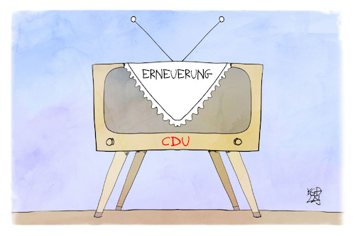 Cartoon: Die Erneuerung der CDU (medium) by Kostas Koufogiorgos tagged karikatur,koufogiorgos,cdu,modernisierung,erneuerung,altmodisch,karikatur,koufogiorgos,cdu,modernisierung,erneuerung,altmodisch