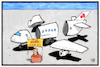 Cartoon: Air Berlin (small) by Kostas Koufogiorgos tagged karikatur,koufogiorgos,illustration,cartoon,air,berlin,flohmarkt,ausverkauf,aufspaltung,fluglinie,airline,bankrott,pleite