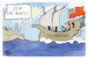 Cartoon: Asylpolitik in Großbritannien (small) by Kostas Koufogiorgos tagged karikatur,koufogiorgos,asylpolitik,uk,grossbritannien,schiff,kolonialismus