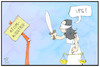 Cartoon: Atomausstieg (small) by Kostas Koufogiorgos tagged karikatur,koufogiorgos,illustration,cartoon,atomausstieg,justitia,bundesverfassungsgericht,umwelt,energie,energiewende,urteil,verfassungswidrig