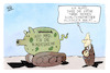 Cartoon: Aufrüstung (small) by Kostas Koufogiorgos tagged karikatur,koufogiorgos,illustration,cartoon,aufrüstung,bundeswehr,sparschwein,geld,grün,haushalt,scholz
