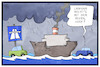 Cartoon: Dauerregen (small) by Kostas Koufogiorgos tagged karikatur,koufogiorgos,illustration,cartoon,dauerregen,autobahn,auto,schiff,stau,verkehr,wetter,regen