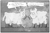Cartoon: Fessenheim (small) by Kostas Koufogiorgos tagged karikatur,koufogiorgos,illustration,cartoon,fessenheim,akw,atomkraft,nuklear,kuh,tier,umwelt,schutzanzug,strahlen,radioaktivität,frankreich