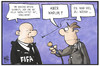Cartoon: FIFA (small) by Kostas Koufogiorgos tagged karikatur,koufogiorgos,illustration,cartoon,fifa,komiker,geld,banknoten,fussball,verband,blatter,korruption,medien,journalist,reporter,sport