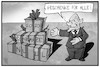 Cartoon: Haushalt 2020 (small) by Kostas Koufogiorgos tagged karikatur,koufogiorgos,illustration,cartoon,haushalt,geld,budget,scholz,paket,geschenk,haushaltsdebatte