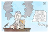 Cartoon: Klimaneutralität (small) by Kostas Koufogiorgos tagged karikatur,koufogiorgos,habeck,klimaneutralität,emission,wut,rauch