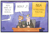 Cartoon: NSA-UA (small) by Kostas Koufogiorgos tagged karikatur,koufogiorgos,illustration,cartoon,nsa,untersuchungsausschuss,bundeskanzlerin,merkel,aussage,zeugin,usa,spionage,geheimdienst,abhören