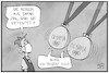 Cartoon: Olympisches Gold (small) by Kostas Koufogiorgos tagged karikatur,koufogiorgos,illustration,cartoon,olympia,gold,test,reiserückkehrer,japan