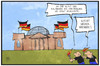 Cartoon: Rechtsextremismus (small) by Kostas Koufogiorgos tagged karikatur,koufogiorgos,illustration,cartoon,rechtsextremismus,bundestag,reichstag,demokratie,griechisch,griechin,ausländerin,deutschland,neonazi,anschlag,feuer,brandanschlag,flüchtlinge