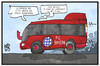 Cartoon: Uli Hoeneß (small) by Kostas Koufogiorgos tagged karikatur,koufogiorgos,illustration,cartoon,hoeness,fc,bayern,fussball,steuer,steuern,bus,präsident,fahrzeug,lenken,verein,club,sport