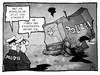 Cartoon: Wasserwerfer-Abgabe (small) by Kostas Koufogiorgos tagged karikatur,koufogiorgos,cartoon,illustration,wasserwerfer,abgabe,schaden,polizei,geld,politik,polizist