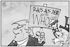 Cartoon: WHO (small) by Kostas Koufogiorgos tagged karikatur,koufogiorgos,illustration,cartoon,who,mitgliedschaft,white,house,usa,präsident,trump