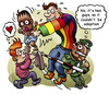 Cartoon: Gay adoption (small) by illustrator tagged gay,adoption,blind,spot,border,zoll,control,douane,child,transfer,baby,queer,schwul,rainbow