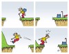 Cartoon: Der Sprung (small) by JotKa tagged springen,wandern,schlucht,natur,rucksack,handeln,überlegung,wälder,berge,freizeit,outdoor,sport,glück,und,pech,freud,leid
