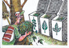 Cartoon: selective leaf collecting (small) by Dluho tagged nature