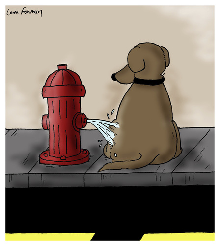 Cartoon: Hydrant Revenge (medium) by Humoresque tagged reversing,canines,canine,dogs,dog,pets,pet,behavior,hydrants,hydrant,fire,owners,owner,mark,territorial,territory,pissing,piss,peeing,pee,walk,marking,marks,role,behaviors,walking,walkers,walker,walks,reverse,reversals,reversal