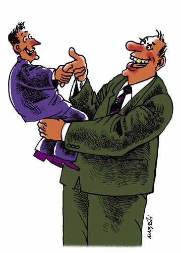 Cartoon: shaking hands (medium) by Medi Belortaja tagged tags