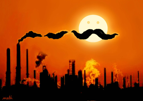 Cartoon: mustaches of the sun (medium) by Medi Belortaja tagged environment,destruction,ecological,mistache,mustaches,sun