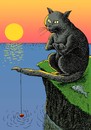 Cartoon: fishercat (small) by Medi Belortaja tagged fish,fishing,fisherman,cat,tail
