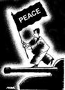 Cartoon: peace (small) by Medi Belortaja tagged peace,tank,war,flag,standardbearer
