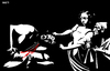 Cartoon: Giuditta e Oloferne - Caravaggio (small) by Xavi dibuixant tagged giuditta,oloferne,caravaggio,judit,holofernes,judith,beheading,barroco,painting,picture,black,white