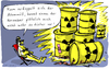Cartoon: Atommüll (small) by kittihawk tagged kittihawk,2014,atommüll,verdoppelt,november,düster,fässer,beschädigt,leck,sonnen,herbst,dunkle,jahreszeit