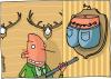 Cartoon: Arschgeweih (small) by Josef Schewe tagged tattoo,trophäe,jäger,mann,gewehr,gun,deer,hunter,geweih,hirsch,animal,tier,