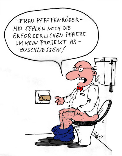 Cartoon: Klowitz (medium) by bob tagged manager,chef,klo,toilette,klopapier,toilettenpapier,projekt,papiere,unterlagen