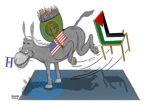 Cartoon: USA Veto ! (medium) by Shahid Atiq tagged palestine