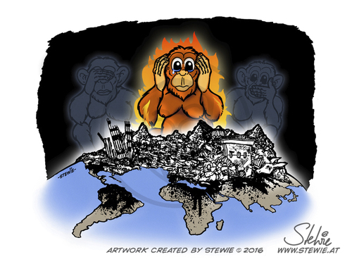 Cartoon: 2016 - Chinese zodiac Fire Monke (medium) by stewie tagged 2016,monkey,fire