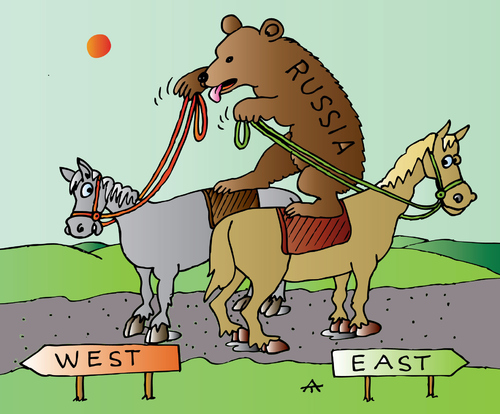Cartoon: West-East (medium) by Alexei Talimonov tagged russia,west,east