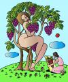 Cartoon: priroda i artist S (small) by Alexei Talimonov tagged natur,baum,frucht,weiblichkeit,frau,maler,künstler,wein,weintrauben,aktmodell,akt