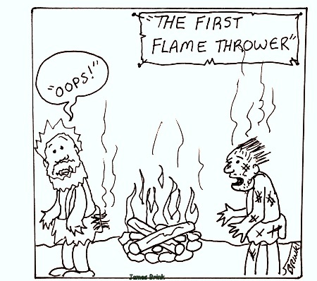 Cartoon: first flame thrower (medium) by cartoonme1 tagged caveman,dinosaur,funny,weird,fire,odd,stupid