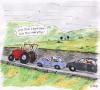 Cartoon: Mächtig (small) by Christian BOB Born tagged verkehr,stau,autos,traktor,wut,ungeduld