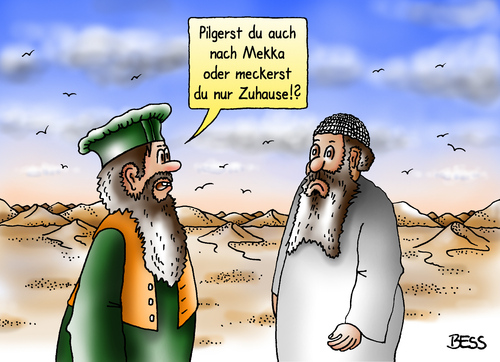 Cartoon: Mekkarei (medium) by besscartoon tagged islam,mekka,religion,pilger,männer,bess,besscartoon