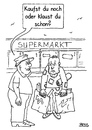 Cartoon: Überlebensfrage (small) by besscartoon tagged supermarkt,kaufen,konsum,klauen,diebstahl,armut,männer,bess,besscartoon