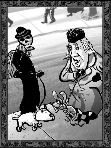 Cartoon: Dance of Death 5 (medium) by Dunlap-Shohl tagged dance,death,dogs,dogwalking