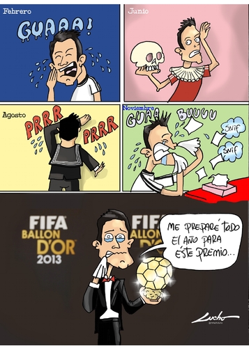 Cartoon: balon de oro (medium) by lucholuna tagged de,balon,ronaldo,christinano,oro