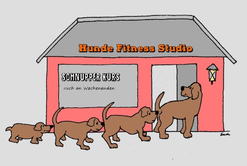 Cartoon: Hunde Fitness Studio (medium) by Retlaw tagged sportlich,lernfreudig,vergnüglich