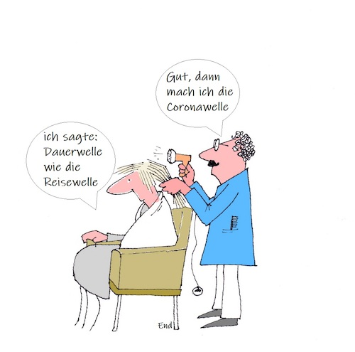 Cartoon: Wellenlänge (medium) by Retlaw tagged friseur,dauerwelle,coronawelle