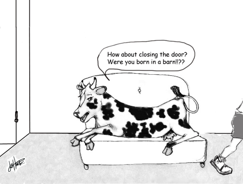 Cartoon: Animal antics (medium) by optimystical tagged cliche,animal,cow,children,parental