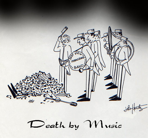 Cartoon: Death By Music (medium) by optimystical tagged tragic,death,music,stop,violence,killing,terrible,sadness,accidental