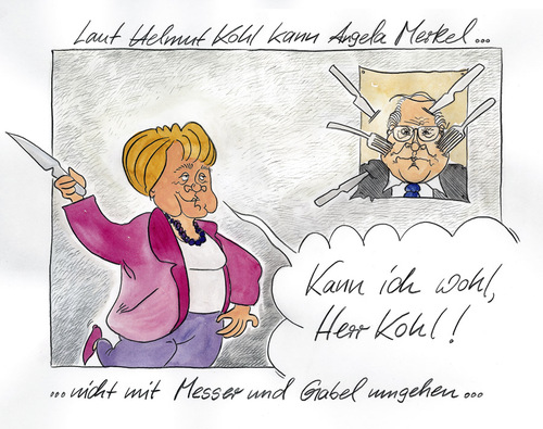 Cartoon: Angela Merkel (medium) by Mario Schuster tagged karikatur,cartoon,mario,schuster,angela,merke,helmut,kohl