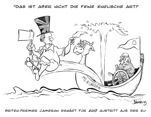 Cartoon: Nicht die feine englische Art... (medium) by Mario Schuster tagged karikatur,cartoon,mario,schuster,cameron,merkel,europa,eu