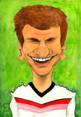 Cartoon: Thomas Müller (medium) by Mario Schuster tagged karikatur,cartoon,mario,schuster,thomas,müller,fussball,bayern,münchen,deutschland,dfb,brasilien,wm,2014