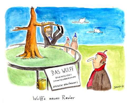 Cartoon: Wulffs neues Revier (medium) by Mario Schuster tagged karikatur,cartoon,mario,schuster,wulff