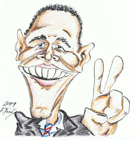 Cartoon: Barrack Obama (medium) by DeviantDoodles tagged caricature,politics,famous,president,usa